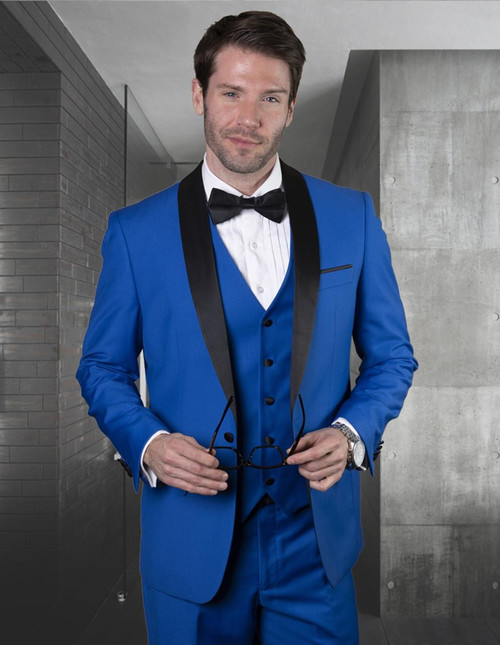  Statement Mens 3 Piece Royal Shawl Collar Modern Fit Prom Tuxedo TUX-SH 