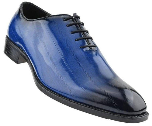  Bolano Royal Blue Dress Shoes for Men Exotic Eel Print Brayden | Size 8, 9 Only 