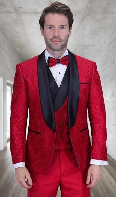 Statement Men's Stylish Red Textured Pattern Modern Fit Party Tux DB Vest Statement Grammy  Statement Men's Stylish Red Textured Pattern Modern Fit Party Tux DB Vest Statement Grammy