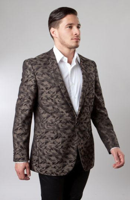  Slim Fit Dinner Jacket Mens Brown Patterned Tazio MJ153S-02 