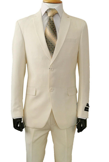  Lucci Fitted Ivory Suit for Men Slim Fit 2 Piece Suits S-2PP 