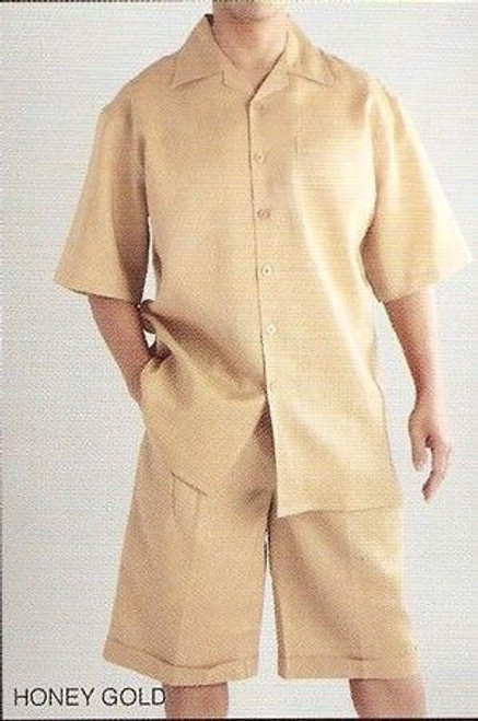  Trust Mens Khaki Casual Linen Shortset L622 Size M 