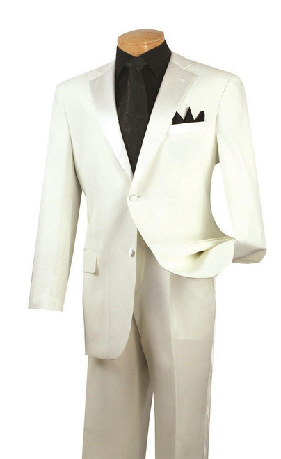  Vinci Men's Ivory Tuxedo 2 Button Jacket Regular Fit T-2PP 