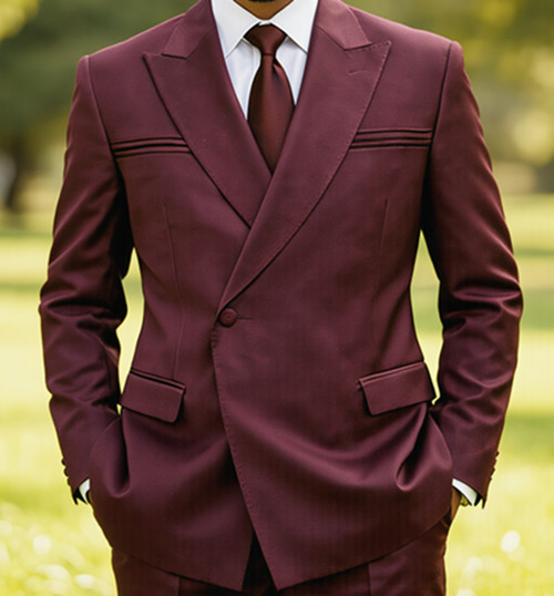 Statement Men's Double Breasted Burgundy Fashion Suit Modern Fit Siena
