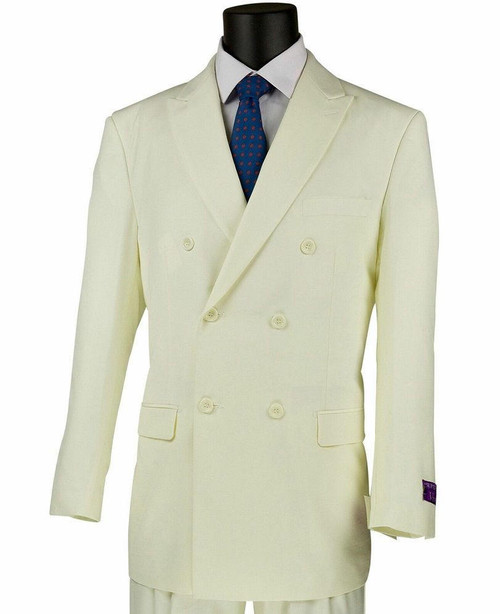 Mens Sharp Double-Breasted Suit Dress Black 6 Button Fortino Landi