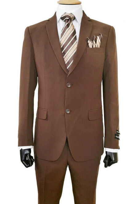  Fitted Brown Suit for Men Slim Fit 2 Piece Suits S-2PP 