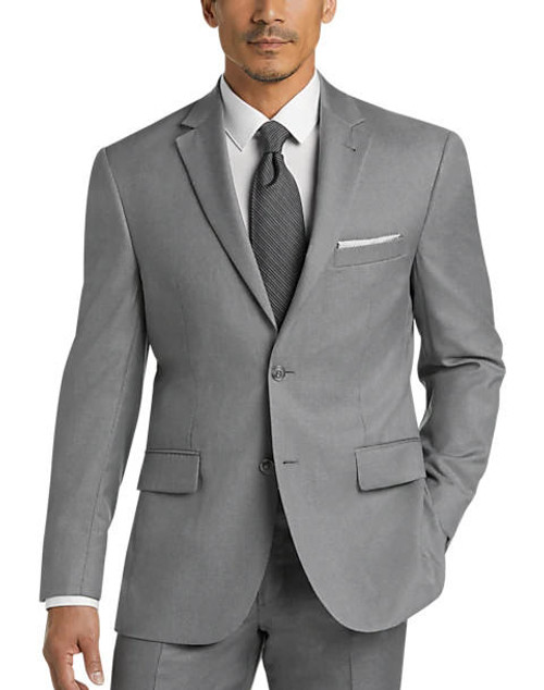  Vinci Mens Solid Gray 2 Piece Suit Regular Fit F-2C900 Size 48R Final Sale 