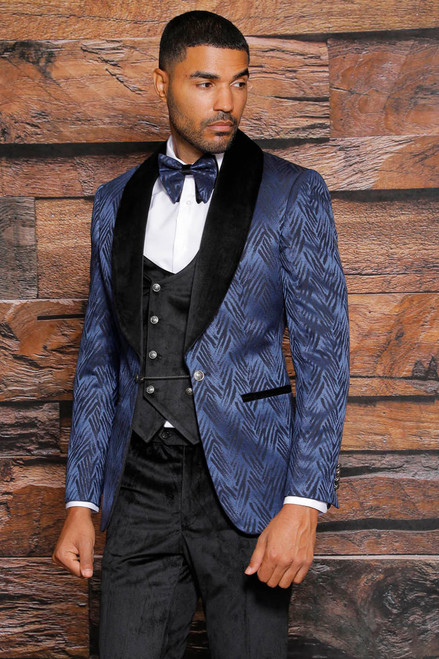  Manzini Mens Blue Velvet Slim Fit Tuxedo Suit Macallan Size 42R Final Sale 