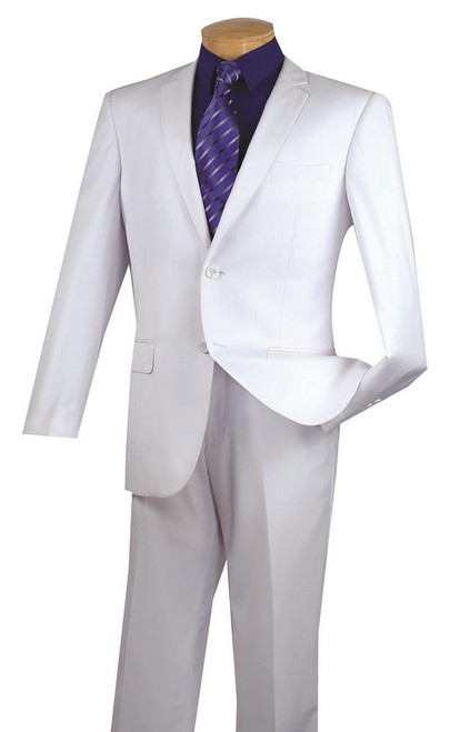  White Slim Fit Suit for Men Italian Style Tight Fitted Vinci SC900-12 