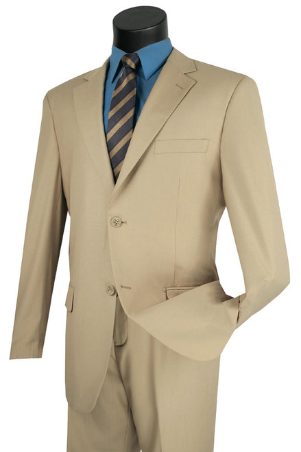  Men's Light Beige 2 Piece Suit F-2C900 Size 48R Final Sale 