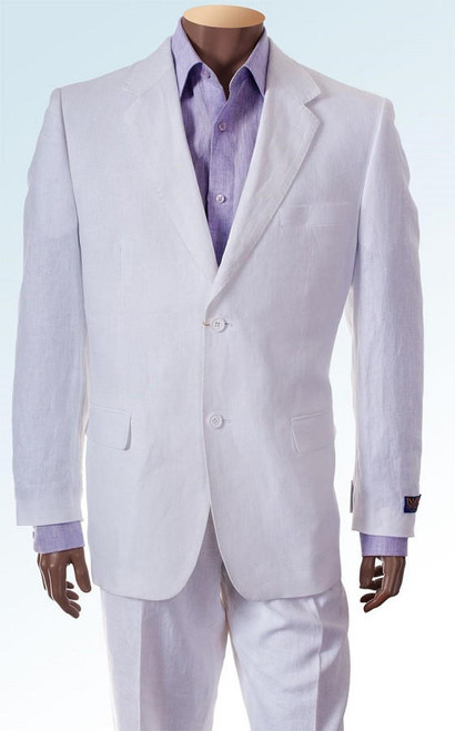  Inserch Mens White Linen Suit Italian Style 2 Piece 66010 (IS) 