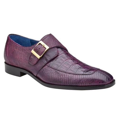 Belvedere Mens Espresso Monk Strap Shoe Crocodile Lizard Pablo