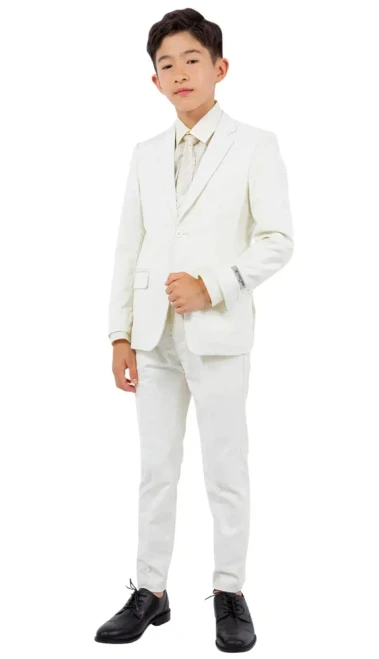  Stacy Adams Boys Ivory 5 Piece Suit Shirt Tie Set Size 8 Final Sale 