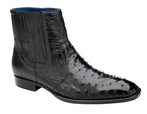  Belvedere Men's Ostrich Skin Chelsea Boots Black Roger 