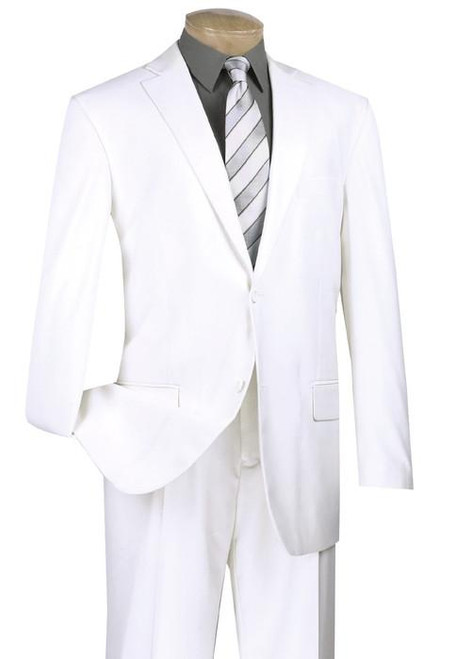  Mens White 2 Button Suit 2 Pc Lucci 2PP Size 48L Final Sale 