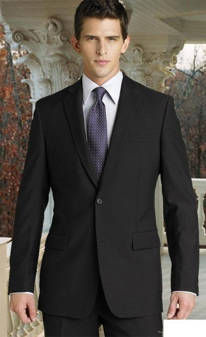  Suits for Men All Black Super 150s No Pleats Funeral Formal Wedding 2C900-2 