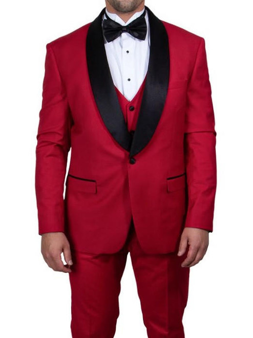  Stacy Adams Men's Formal Suit Red Black Modern Fit SMT282H 