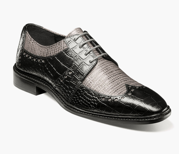 Stacy Adams Mens Gator Wingtip Oxfords Black Grey OS25737-975
