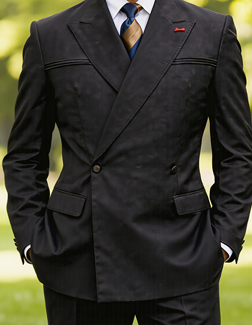 Statement Men's Double Breasted Black Trendy Suit Tailored Fit Siena