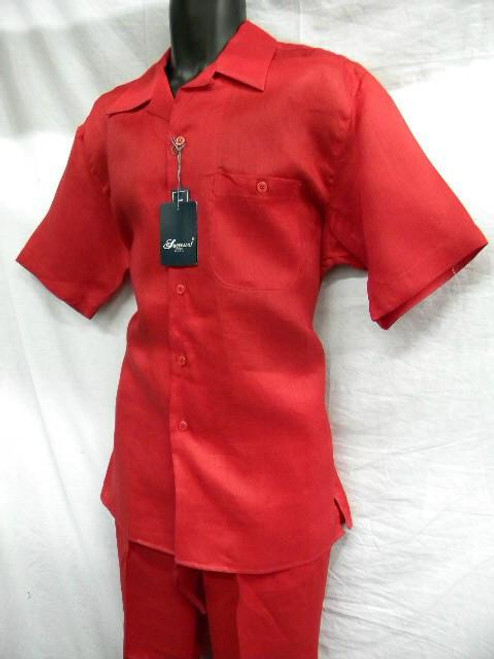  Successo Big Mens Linen Walking Suit Red 1065SP Size 6XL 
