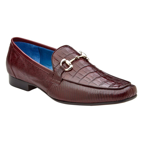  Belvedere Men's Burgundy Crocodile Loafer Udine 