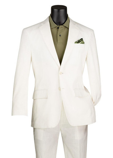 Vinci Mens White Linen Cotton 2 Piece Suit MLC-1 Size 42R Final Sale