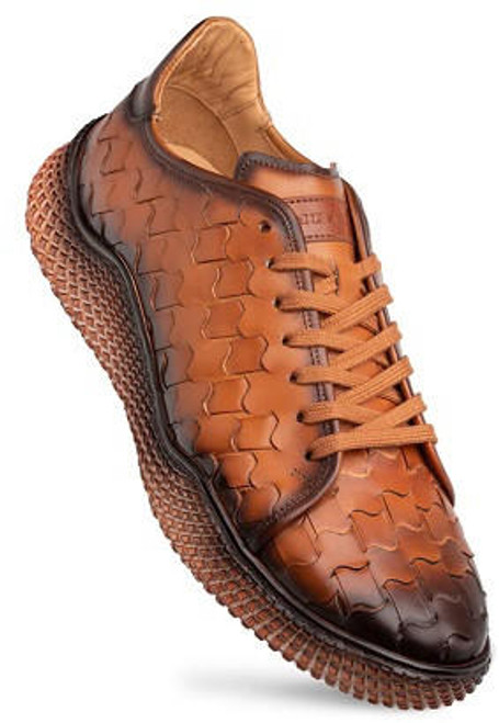  Mezlan Men's Woven Tan Calfskin Leather Fashion Sneaker A20603 