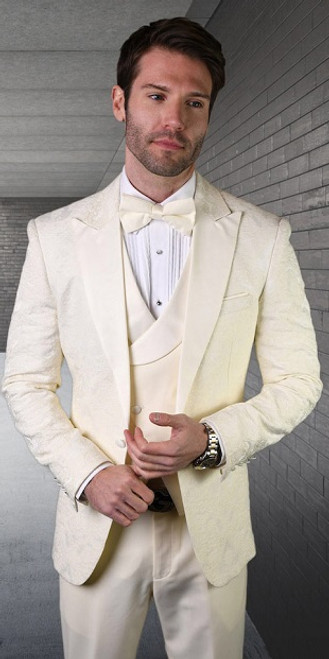 Men's Off White Modern Fit Prom Paisley Tux Statement Belagio15