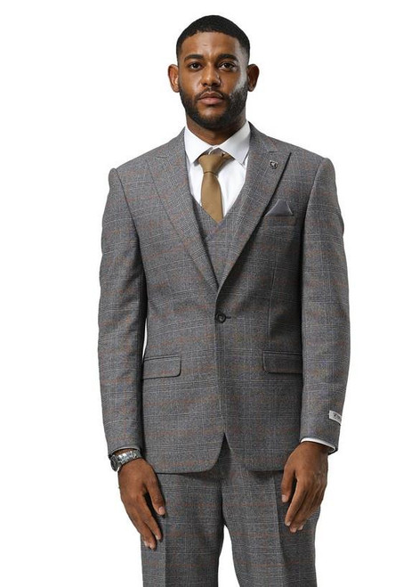 Stacy Adams Men's Gray Three Piece Suit Wide Lapel SM167H-09