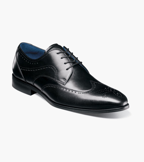  Stacy Adams Men's Leather Dress Shoes Black Wingtip OS25635-001 