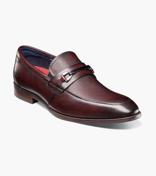  Stacy Adams Men's Leather Dress Loafers Burgundy Metal Bit OS25572-601 