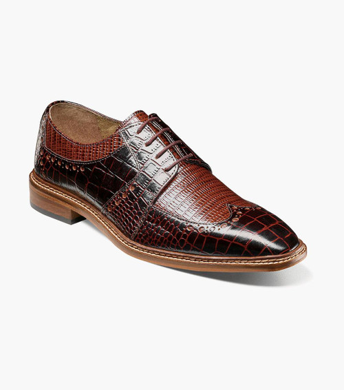  Stacy Adams Mens Gator Wingtip Oxfords Dress Shoes Brown OS25737-249 