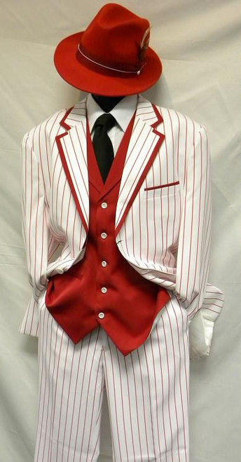  Men's White Red Long Jacket Suit 5908V Size 50R,52L Final Sale 