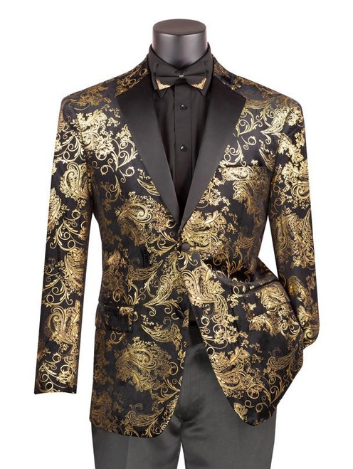  Mens Black Gold Velvet Tuxedo Jacket BM02 Size 4XL Final Sale 