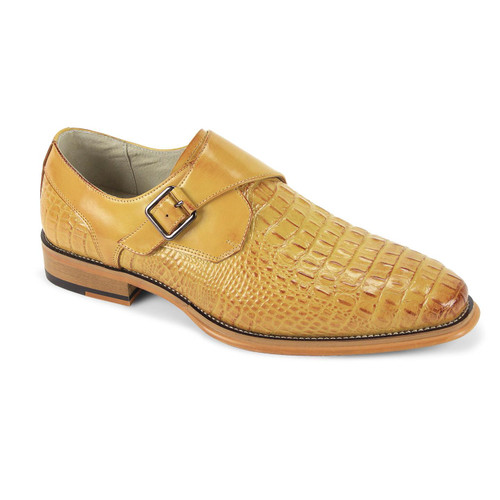  Giovanni Men's Scotch Monk Strap Crocodile Embossed Leather Shoes Tanner 