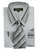  Men's Stylish Gray Stripe Collar Dress Shirt Tie Combo AH611 