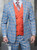  Statement Men's Wool Plaid Suit Blue DB Vest Tailored Fit Sunset 