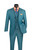  Vinci Men's 3 Piece Teal Plaid Modern Suit with DB Vest MV2W-4 