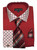  Fortino Milano Mens Red French Cuff Dress Shirt Tie Handkerchief Set FL630 