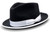  Men's Felt Hat Black White Fedora 2 1/2 inch wide brim Montique H83 