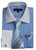  Mens Blue Dress Shirt Tie Combo Set White Collar Handerskerchief Fashion Fortino FL631 