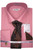  Mens French Cuff Dress Shirt Tie Set Red Striped Daniel Ellisa DS3828P2 