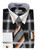  DE Mens Black Plaid Dress Shirt French Cuff Tie with Handkerchief Combination DS3817P2 