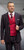  Statement Men's Wool Windowpane Suit Black Red Contrasting DB Vest Tailored Fit Lucci 