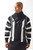  Silversilk Mens Black White Striped Zip-up Sweater Wrap Neck 61028 