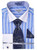 DE Mens Lt. Blue Stripe Dress Shirt Fashion Cuff Tie with Handkerchief Set DS3823P2 Final Sale 