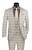  Vinci Men's Beige Plaid Modern Suit Low-Cut Vest 3 pc. MV2W-5 