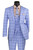  Vinci Men's Light Blue Plaid Modern Suit Low-Cut Vest 3 pc. MV2W-5 