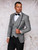  Manzini Mens Trendy Gray Fitted Prom Suit Wedding Tuxedo Sunset 