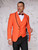  Manzini Mens Bright Orange Fitted Prom Suit Tuxedo Sunset 